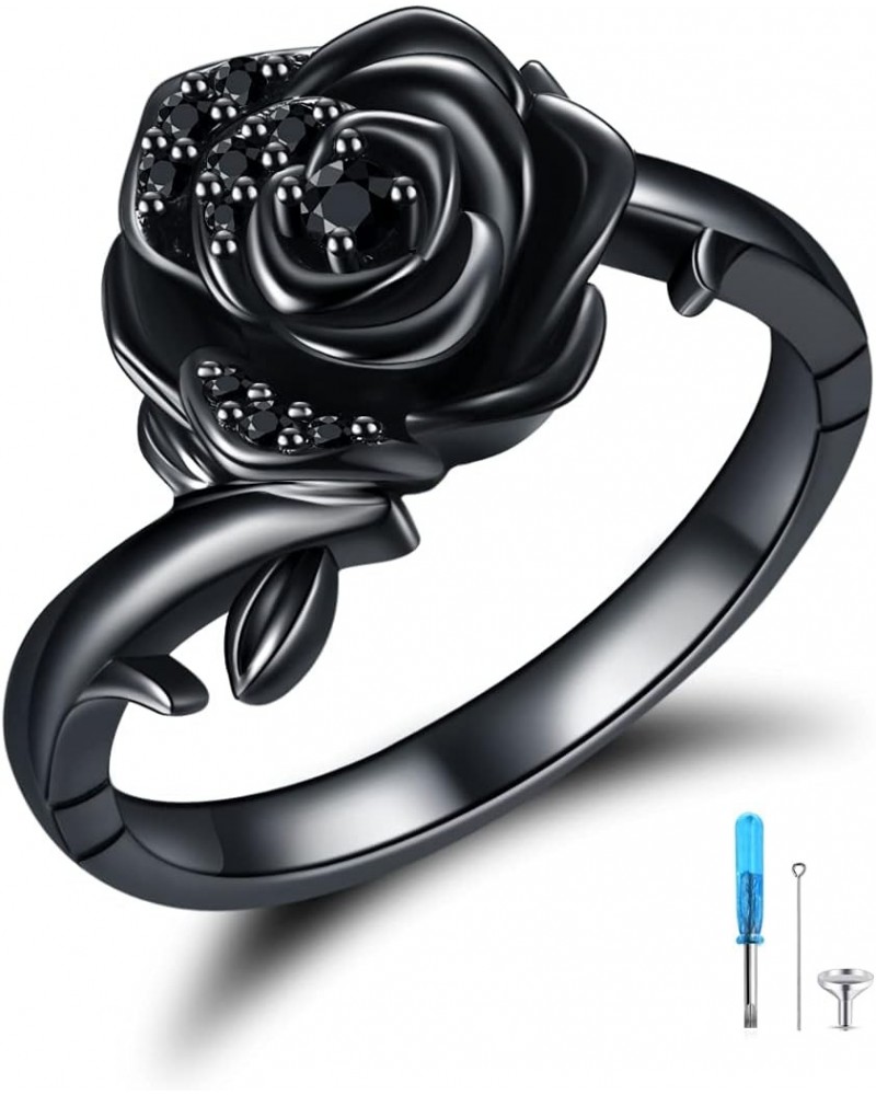 Rose Flower Cremation Urn Ring for Ashes Women 925 Sterling Silver Rose Cremation Jewelry Memorial Keepsake Ring Gifts $23.09...