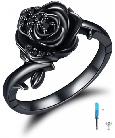 Rose Flower Cremation Urn Ring for Ashes Women 925 Sterling Silver Rose Cremation Jewelry Memorial Keepsake Ring Gifts $23.09...