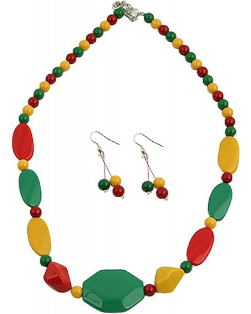 Rasta Necklace and Earring Set Empress Colors RYG Bead Reggae Sexy Jamaican $9.75 Jewelry Sets