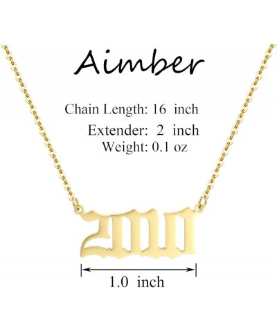 Birth Year Necklace 18K Gold Plated Birth Year Number Pendant Necklace Stainless Steel Birthday Year Necklace for Women,1970-...