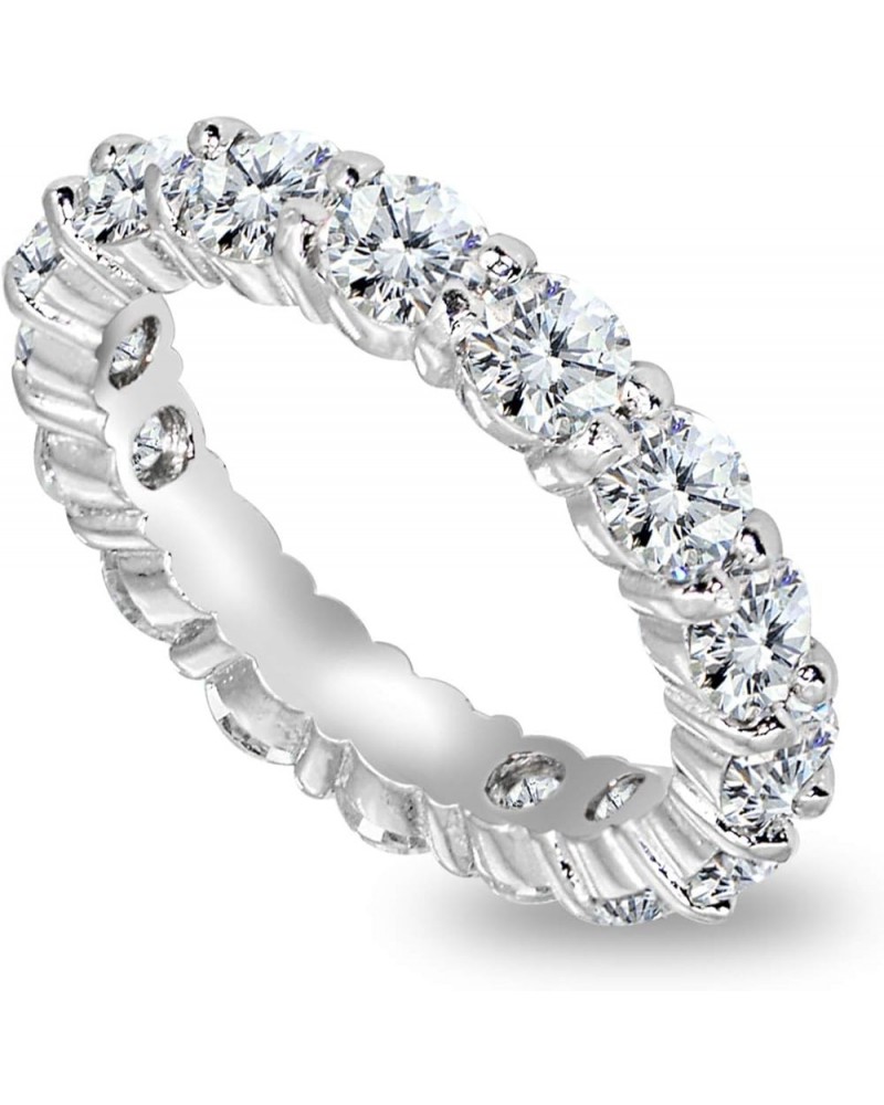 Sterling Silver Cubic Zirconia Round-Cut Eternity Wedding Bands Rings Size 5-10 4mm Cubic Zirconia - Silver $18.55 Rings