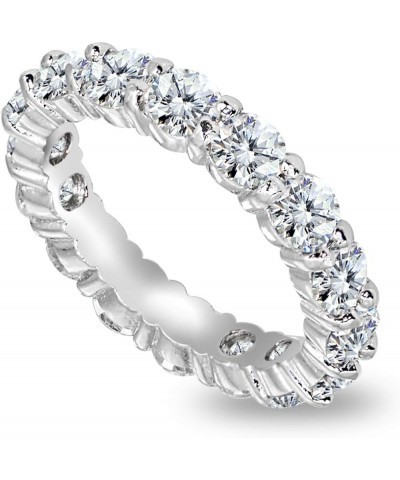 Sterling Silver Cubic Zirconia Round-Cut Eternity Wedding Bands Rings Size 5-10 4mm Cubic Zirconia - Silver $18.55 Rings