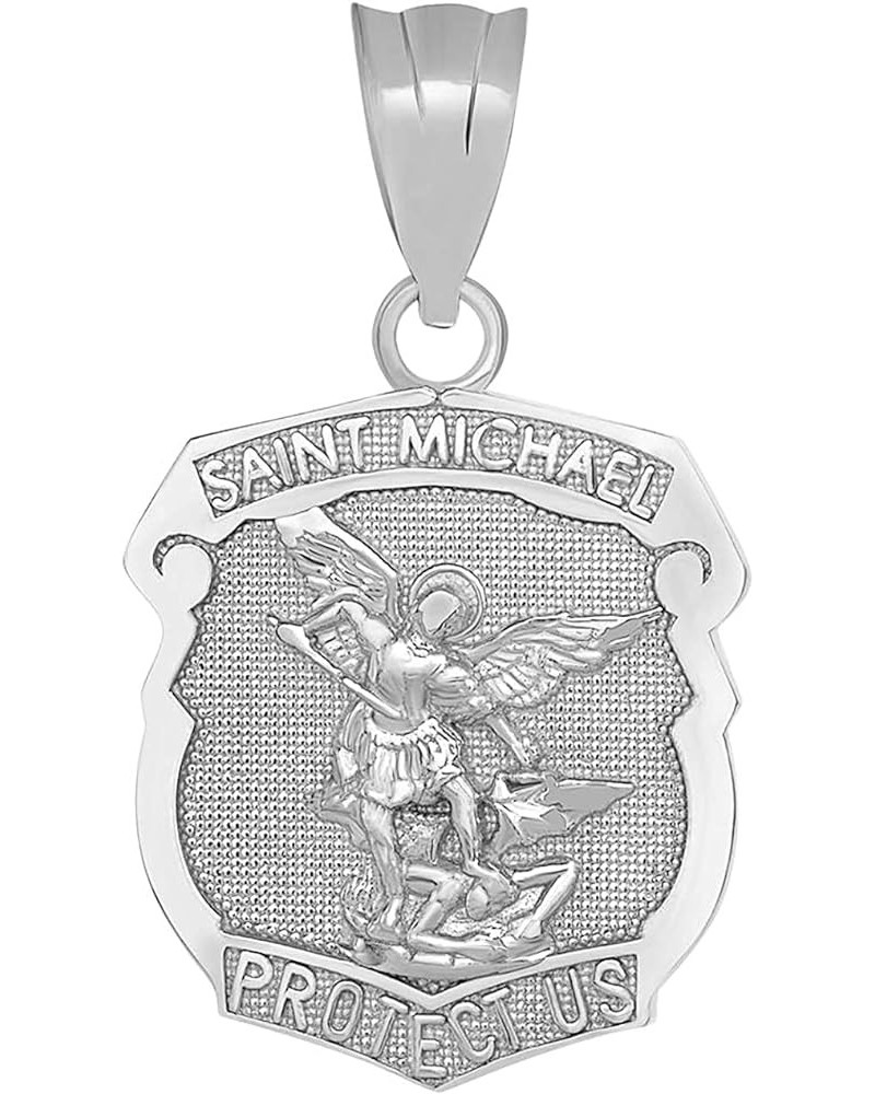 14K Yellow, White, Rose, or Two Tone Gold Saint Michael the Archangel Protect Us Shield Medal Necklace Pendant Charm 14k Whit...