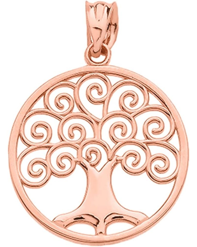 10K Yellow, White, Rose Gold Circle Tree of Life Openwork Charm Pendant - Choice of Metal 10K Rose Gold $50.70 Pendants