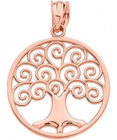 10K Yellow, White, Rose Gold Circle Tree of Life Openwork Charm Pendant - Choice of Metal 10K Rose Gold $50.70 Pendants