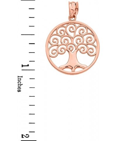 10K Yellow, White, Rose Gold Circle Tree of Life Openwork Charm Pendant - Choice of Metal 10K Rose Gold $50.70 Pendants