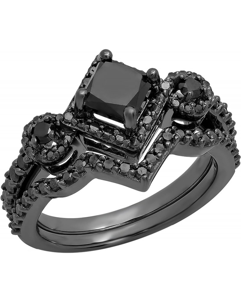 2.10 ctw Black Rhodium Plated Princess Diamond Bridal Chevron Engagement Ring Set in 925 Sterling Silver 7 $114.16 Others