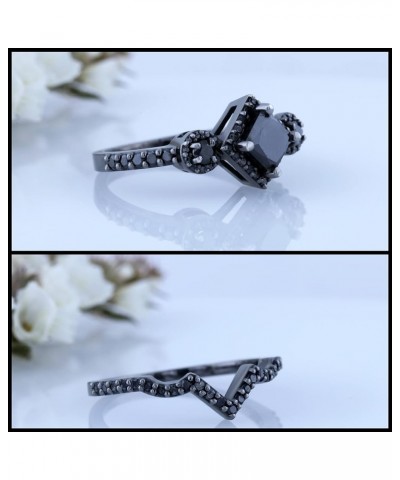 2.10 ctw Black Rhodium Plated Princess Diamond Bridal Chevron Engagement Ring Set in 925 Sterling Silver 7 $114.16 Others