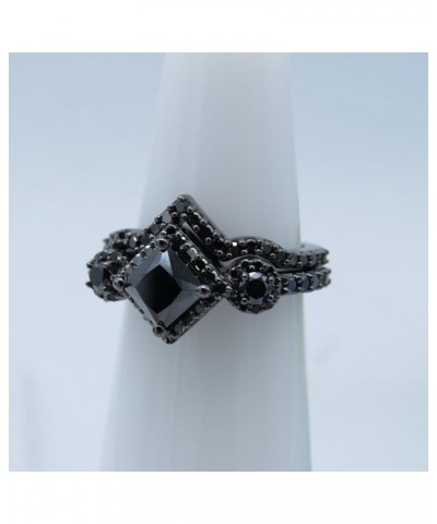 2.10 ctw Black Rhodium Plated Princess Diamond Bridal Chevron Engagement Ring Set in 925 Sterling Silver 7 $114.16 Others