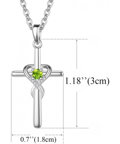 Silver Birth Stones Cross Necklace for Women Infinity Heart Religious Faith Zircon Cross Necklace for Ladies Jewelry Gifts 18...