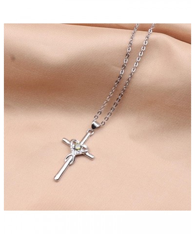 Silver Birth Stones Cross Necklace for Women Infinity Heart Religious Faith Zircon Cross Necklace for Ladies Jewelry Gifts 18...