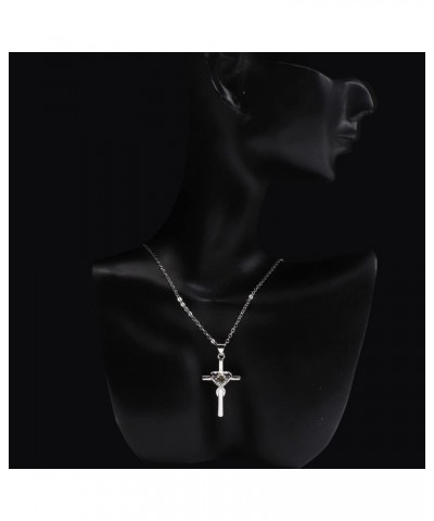 Silver Birth Stones Cross Necklace for Women Infinity Heart Religious Faith Zircon Cross Necklace for Ladies Jewelry Gifts 18...