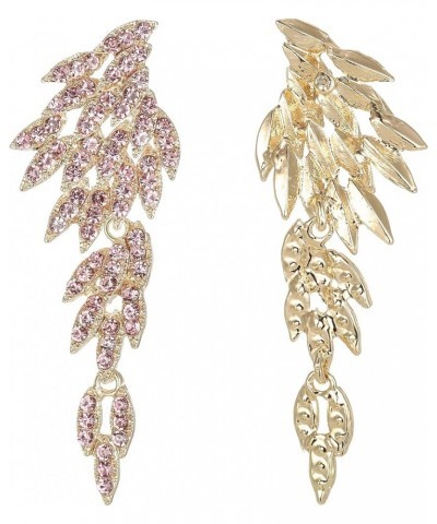 Art Deco Angel Wings Rhinestone Retro Statement Earrings for Women Dangling Chandelier Long Drop 03-Pink Gold-Tone $11.39 Ear...