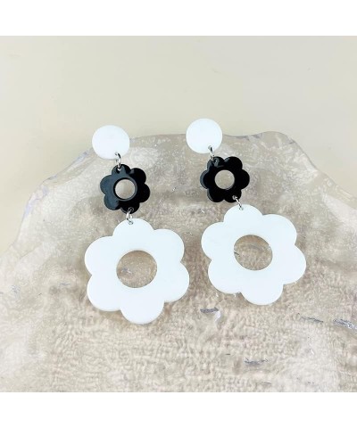 60/70s Acrylic Daisy Flower Earrings for Women Double Daisy Drop Earrings Resin Flowers Sakura Sunflower Floral Earrings for ...