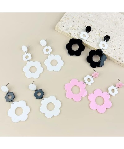 60/70s Acrylic Daisy Flower Earrings for Women Double Daisy Drop Earrings Resin Flowers Sakura Sunflower Floral Earrings for ...