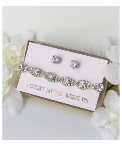 Bridesmaid Jewelry Gift, Bridesmaid Crystal Bracelet Set in Gold, Rose Gold or Silver Bracelet + Earring Set - Silver $11.04 ...