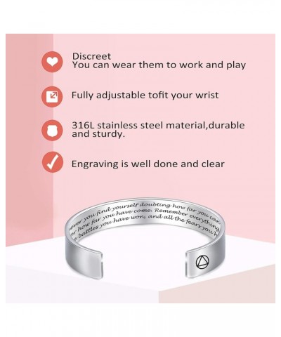 Inspirational Bracelets for Women Friendship Gifts Mens Bracelet Sobriety Gifts Recovery Gift AA Cuff single $8.25 Bracelets