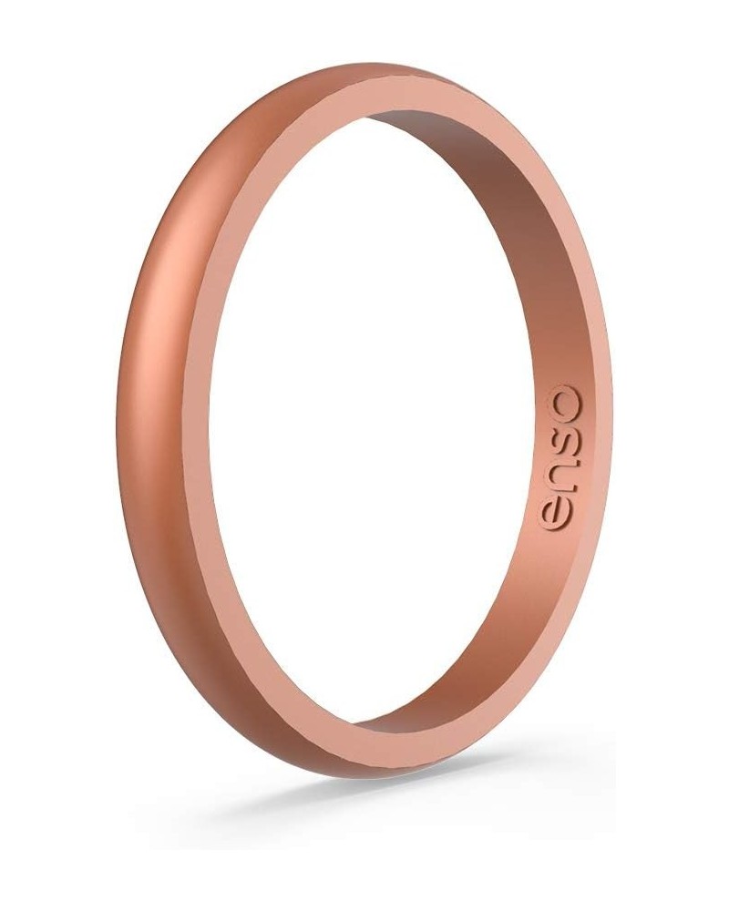 Halo Elements Silicone Ring – Stackable Wedding Engagement Band – Thin Minimalist Band – 2.54mm Wide, 1.5mm Thick Copper-Colo...