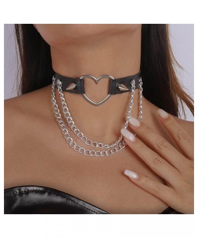 Punk Choker Necklaces Black Leather Necklaces Goth Rock Collar Halloween Cosplay Nightclub Neck Accessory for Women and Girls...