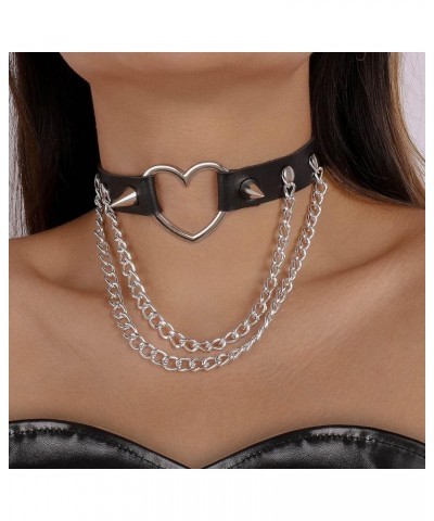 Punk Choker Necklaces Black Leather Necklaces Goth Rock Collar Halloween Cosplay Nightclub Neck Accessory for Women and Girls...