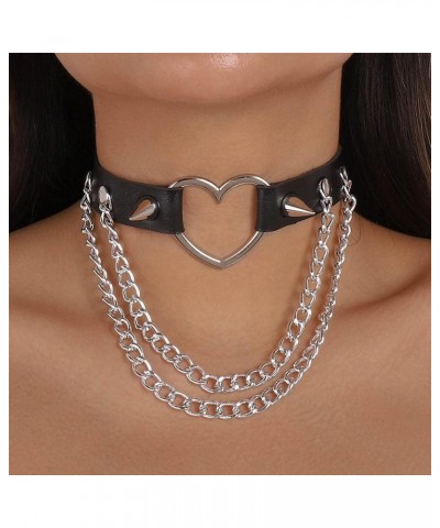 Punk Choker Necklaces Black Leather Necklaces Goth Rock Collar Halloween Cosplay Nightclub Neck Accessory for Women and Girls...