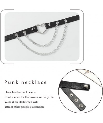 Punk Choker Necklaces Black Leather Necklaces Goth Rock Collar Halloween Cosplay Nightclub Neck Accessory for Women and Girls...