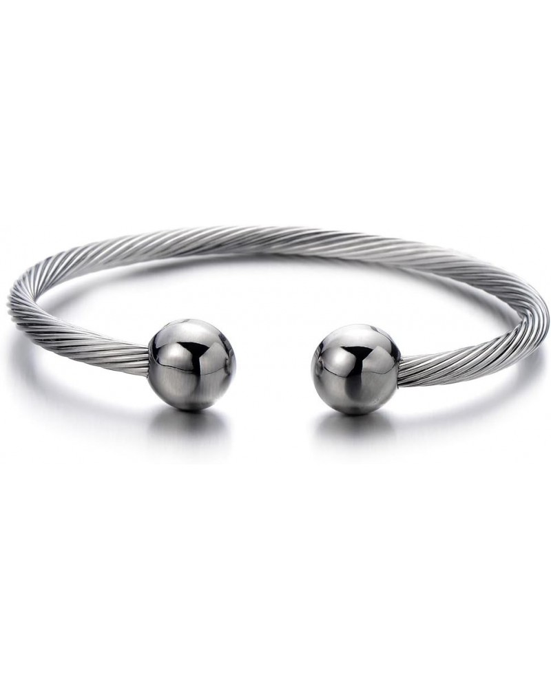 Elastic Adjustable Stainless Steel Cuff Bangle Bracelet for Mens Womens G-Metal Color: Silver $11.19 Bracelets