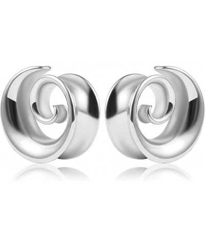 2PCS Spiral Saddle Ear Tunnels Plugs 316 Stainless Steel Ear Gauges Hypoallergenic Earrings Expander Stretcher Piercing Body ...