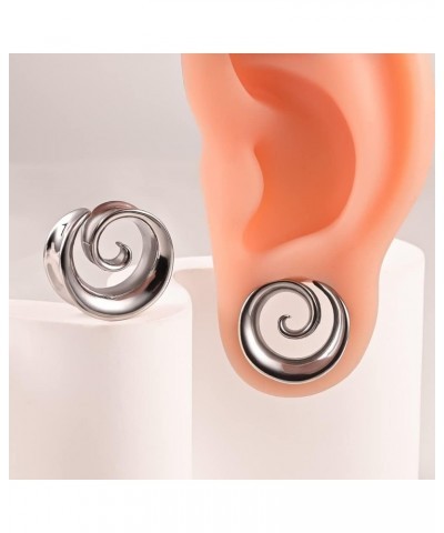 2PCS Spiral Saddle Ear Tunnels Plugs 316 Stainless Steel Ear Gauges Hypoallergenic Earrings Expander Stretcher Piercing Body ...