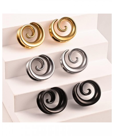 2PCS Spiral Saddle Ear Tunnels Plugs 316 Stainless Steel Ear Gauges Hypoallergenic Earrings Expander Stretcher Piercing Body ...