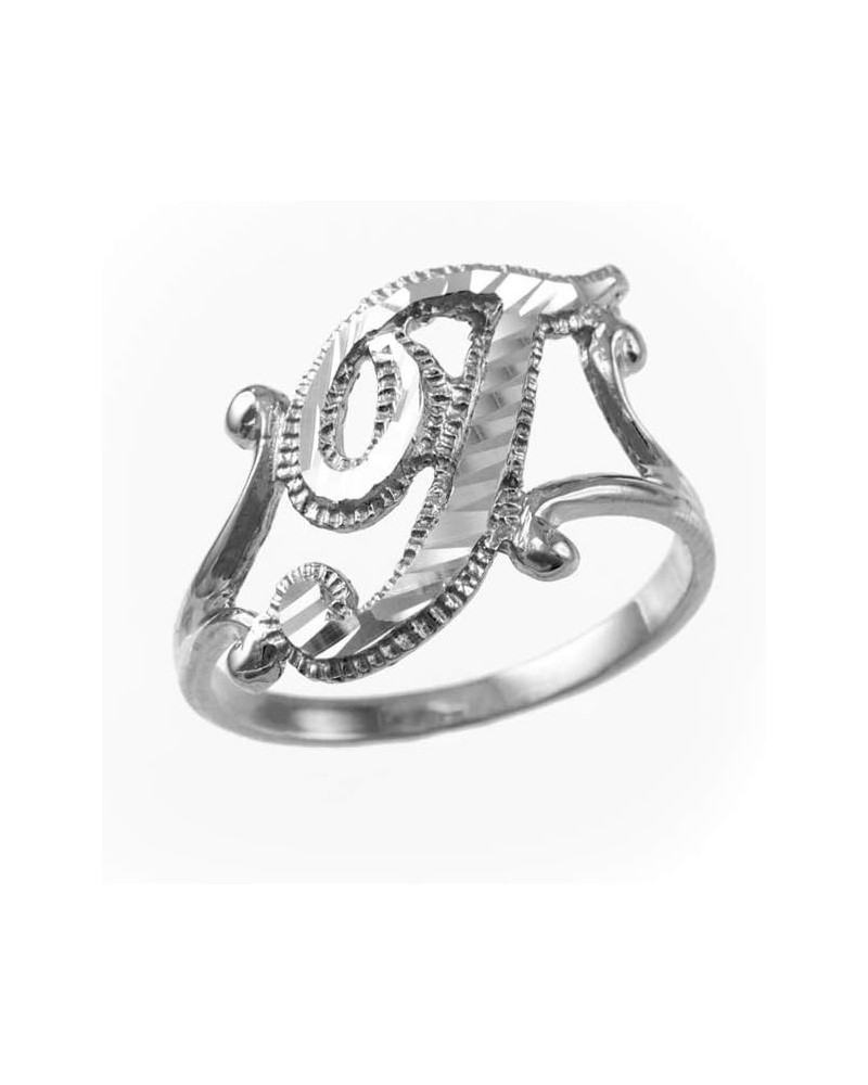 Sparkle-Cut Letter Initial Script Ring In Sterling Silver T $15.29 Rings