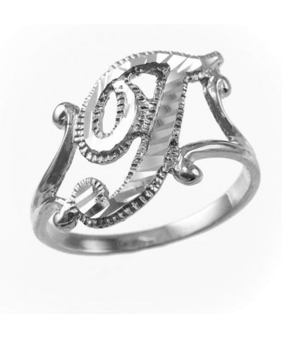 Sparkle-Cut Letter Initial Script Ring In Sterling Silver T $15.29 Rings