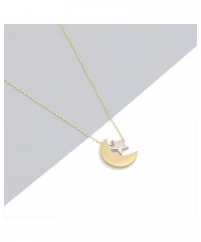 14K Gold Plated Cubic Zirconia Heart Necklace,Tint Cute Heart Necklace Crescent Moon and Star Pendant Choker Heart Necklace f...