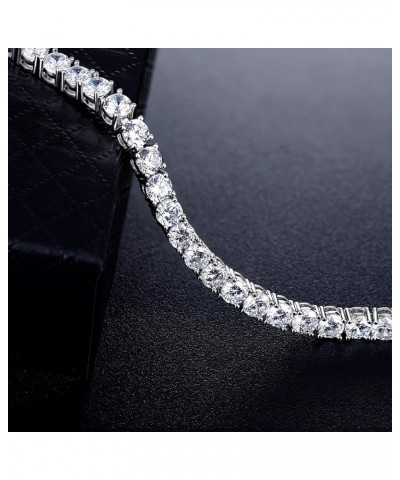 Tennis Bracelet for Women and Men 18K White Gold Plated 4mm Cubic Zirconia CZ Bracelet, Size 6-8.5 inches Watch Buckle- 6.0 i...