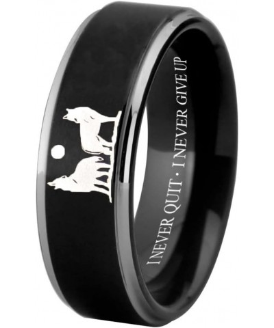 Wolf Ring Howling Wolves Ring Moon Ring I Am Wolf Ring Wolf Design for Wedding Ring -Free Customized Engraving Silver Tone St...