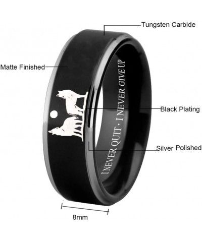 Wolf Ring Howling Wolves Ring Moon Ring I Am Wolf Ring Wolf Design for Wedding Ring -Free Customized Engraving Silver Tone St...