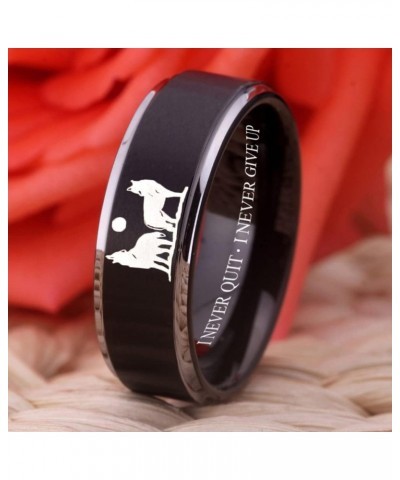 Wolf Ring Howling Wolves Ring Moon Ring I Am Wolf Ring Wolf Design for Wedding Ring -Free Customized Engraving Silver Tone St...