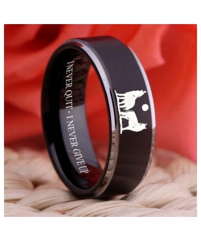 Wolf Ring Howling Wolves Ring Moon Ring I Am Wolf Ring Wolf Design for Wedding Ring -Free Customized Engraving Silver Tone St...