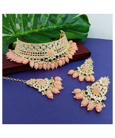 Indian Jewelry Sets for Women Floral Choker Necklace Dangle Earrings Maang Tikka Earrings Set Indian Bridal Jewelry Set for W...