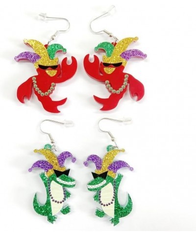 Mardi Gras Sequin Dangle Earrings Carnival Theme Lobster Crocodile Acrylic Earrings Parade Holiday Party Jewelry Gifts One si...