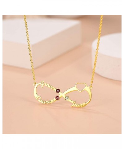 Personalized Infinity Necklace for Women with 1-4 Names Custom 18K Gold Plated 925 Sterling Silver/Stainless Steel Infinity L...