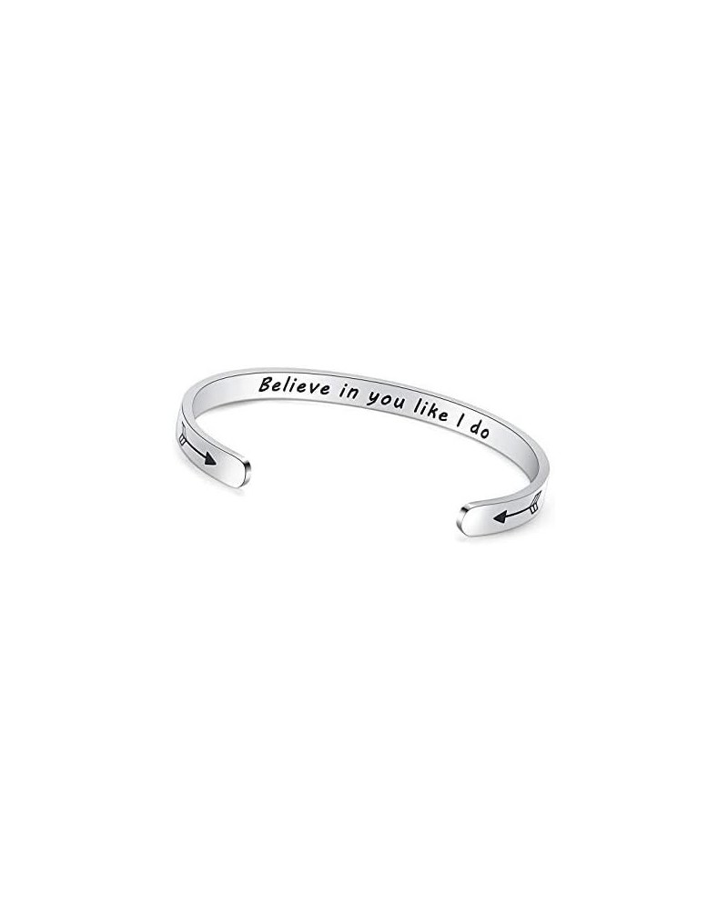 Inspirational Gifts Bracelet Cuff Bangle Mantra Quote Positive Saying Engraved Stainless Steel Silver Motivational Friendship...