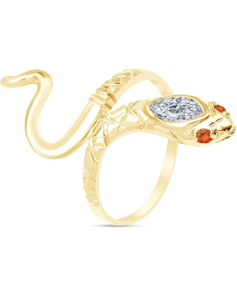 14k Yellow Gold Over Sterling Silver Simulated Birthstone With Cubic Zirconia Snake Band Ring Jewelry For Ladies Citrine $24....