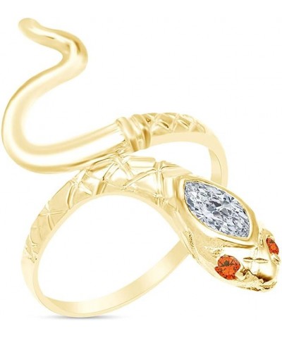 14k Yellow Gold Over Sterling Silver Simulated Birthstone With Cubic Zirconia Snake Band Ring Jewelry For Ladies Citrine $24....