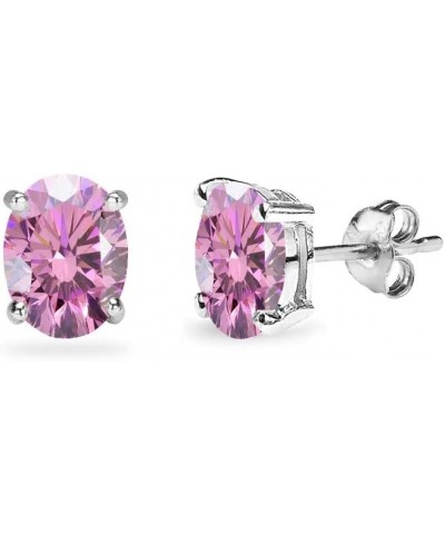 Sterling Silver 6x4mm Oval-Cut Solitaire Stud Earrings Made with European Crystals Light Rose $10.07 Earrings