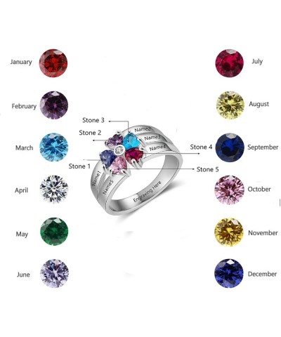 10K 14K 18K Solid Gold Birthstones Rings for Women Mom Wife Girlfriend,Personalized 2-5 Birthstones Ring Bands Jewelry Gift C...