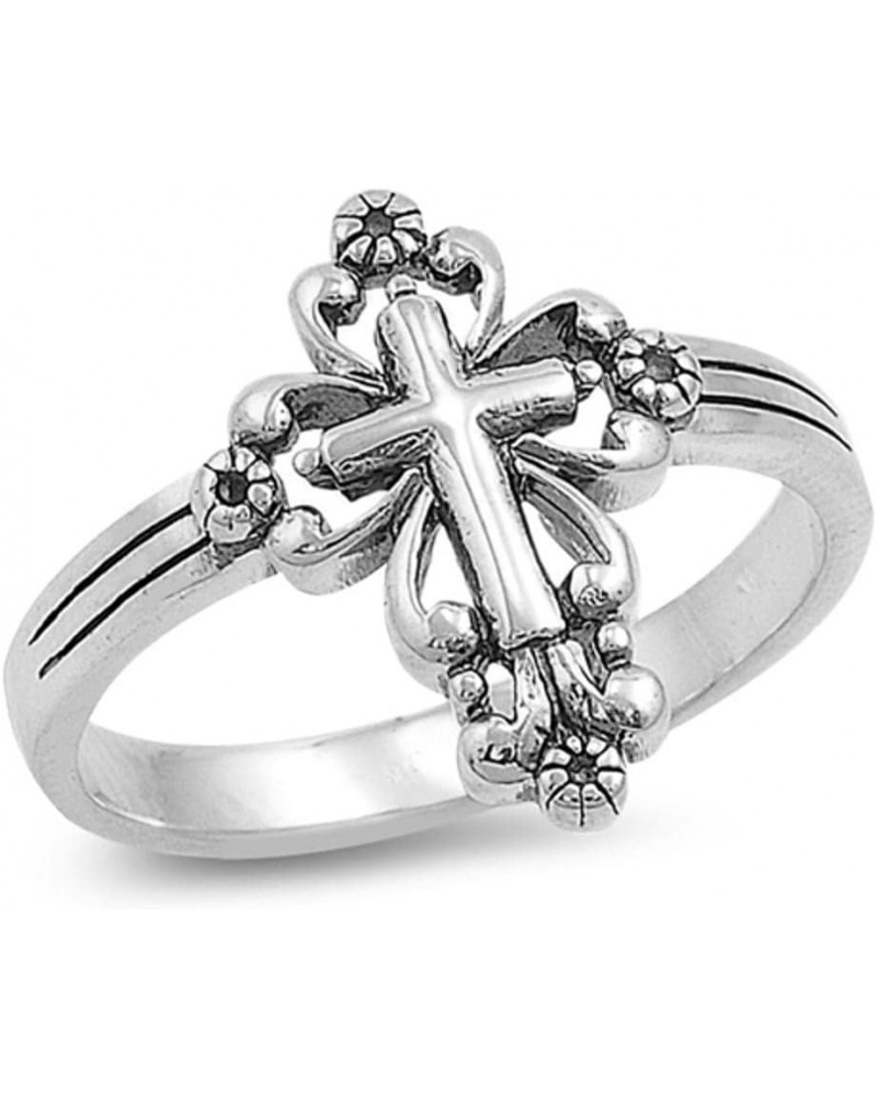 CHOOSE YOUR COLOR Sterling Silver Victorian Style Cross Ring Sterling Silver $10.04 Rings