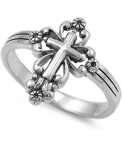 CHOOSE YOUR COLOR Sterling Silver Victorian Style Cross Ring Sterling Silver $10.04 Rings