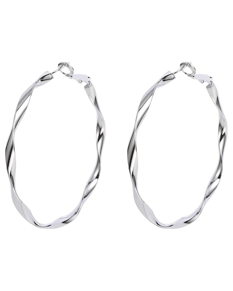 Twisted Open Hoop Earrings For Women Classic Shiny Dainty Minimalist Earrings For Girls Lightweight High Polished Round-Shape...