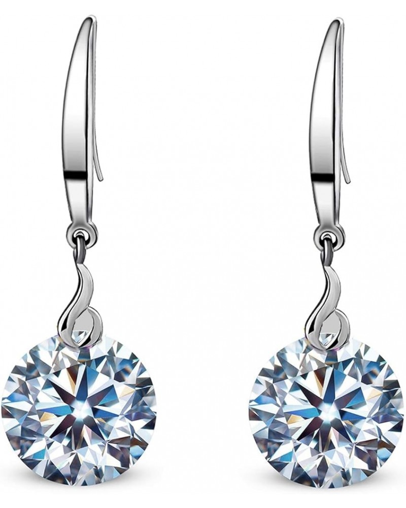 14k White Gold Plated 925 Sterling Silver Naked Drill Swarovski Element Crystal Dangle Earrings for Women 10mm Clear $9.90 Ea...